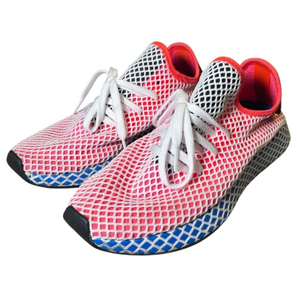 Adidas Deerupt Solar Red Bluebird Men's Size US10 Mesh Running Shoes - Picture 3 of 9